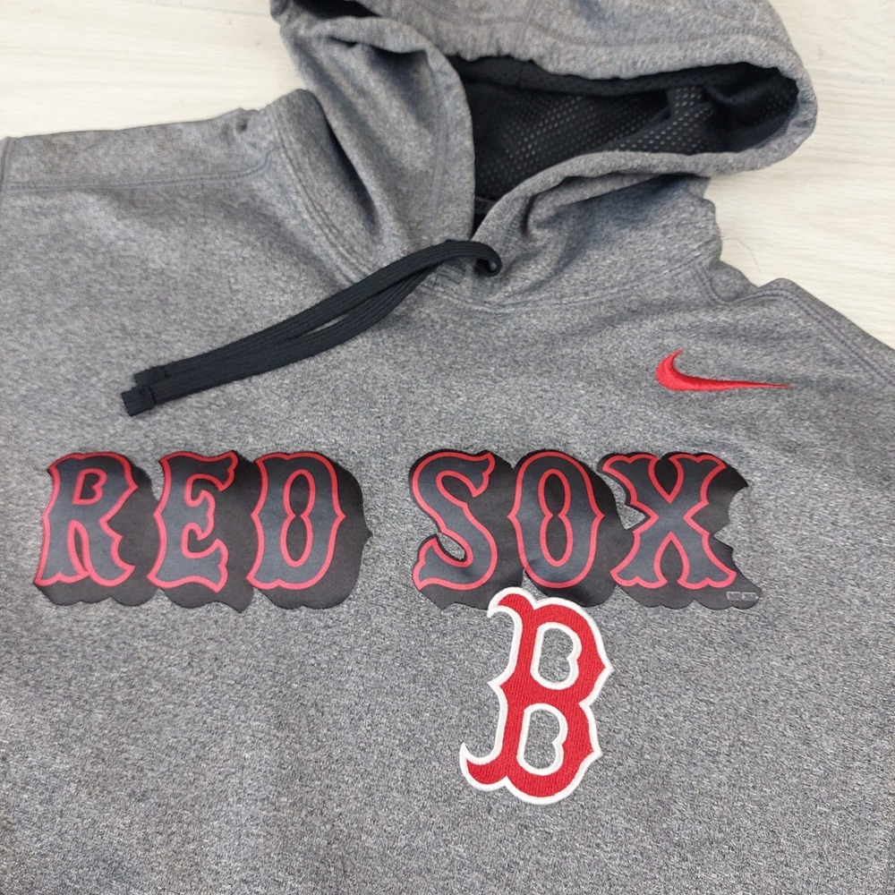 Nike Therma Fit Boston Red Sox Hoodie Mens Medium Gray MLB Sweatshirt Baseball - Picture 2 of 8
